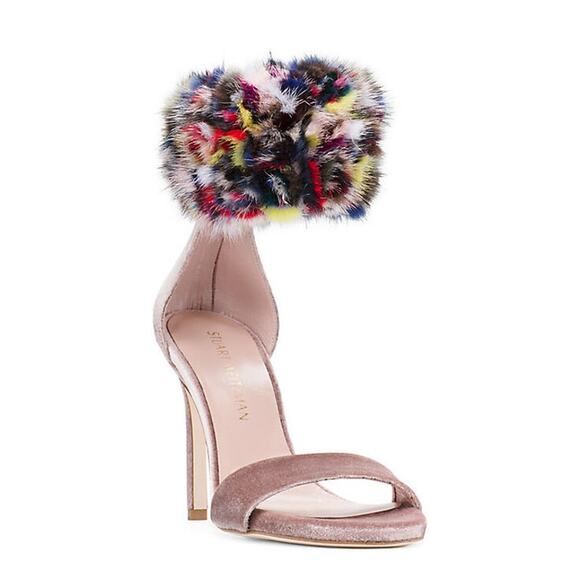 Stuart Weitzman Snowbiz Mink Pink Velvet Stiletto Heel Womens Size 7 - Picture 6 of 15